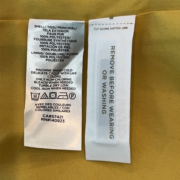 LOFT Yellow Goldenrod Teddy Bear Faux Fur Sherpa Coat Size Small - Picture 7 of 7